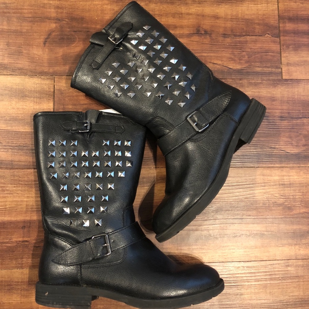 Black Rock N Republic Studded Moto Boots SZ9
